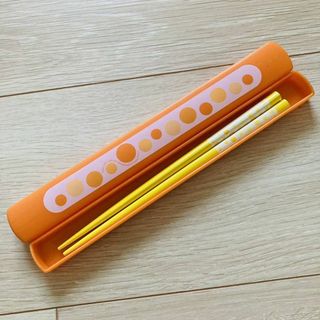 ★ お弁当用箸　お箸 オレンジ　黄色　水玉模様　ドット柄　カトラリー ★(カトラリー/箸)