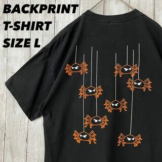 ターゲット(Target)のアメリカ古着　TARGET オーバーサイズクモバックプリントTシャツ　サイズL黒(Tシャツ/カットソー(半袖/袖なし))