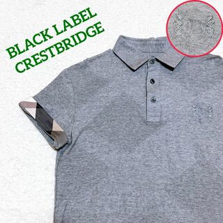 ブラックレーベルクレストブリッジ(BLACK LABEL CRESTBRIDGE)の美品✨ブラックレーベルクレストブリッジ　ポロシャツ　シャドーチェック　灰色　M(ポロシャツ)