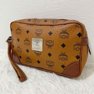 MCM - MCM   クラッチバッグ　メンズ　レザー　セカンドバッグ　総柄　ロゴ　ブラウン