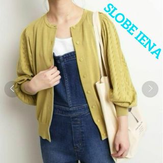 スローブイエナ(SLOBE IENA)の美品✨スローブイエナ　PECCI SOFTCREPE 柄編みカーディガン(カーディガン)