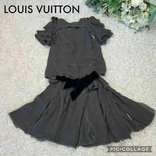 ルイヴィトン(LOUIS VUITTON)の【美品】ルイヴィトン★リボンフリルワンピース★シルク100％★２way(ひざ丈ワンピース)