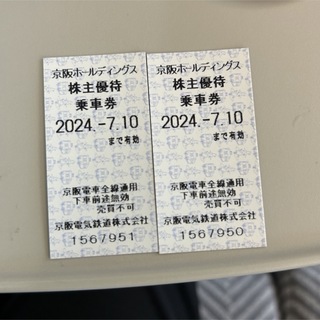 京阪電車 株主優待乗車券　2枚(鉄道乗車券)