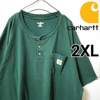 カーハート(carhartt)のcarhartt 緑 ヘンリーネック Tシャツ 半袖 カーハート メンズ2XL(Tシャツ/カットソー(半袖/袖なし))