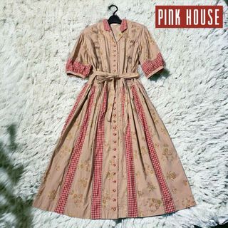 ピンクハウス(PINK HOUSE)の大きいサイズ　ピンクハウス　ピンタック　パッチワーク　ロングシャツワンピース　(ロングワンピース/マキシワンピース)