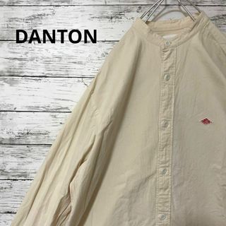 DANTON コットンツイルバンドカラーシャツ ロゴ ワンポイント 定番 お洒落