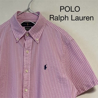 ラルフローレン(Ralph Lauren)の美品 90s POLO Ralph Lauren 半袖 BDシャツ ストライプ(シャツ)