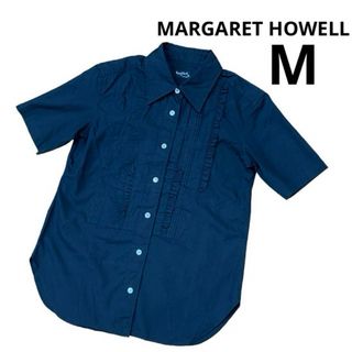 マーガレットハウエル(MARGARET HOWELL)のマーガレットハウエル　シャツ　ブラウン　黒　フリル(シャツ/ブラウス(半袖/袖なし))