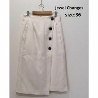 ジュエルチェンジズ(Jewel Changes)のJewel Changes ジュエルチェンジズ ラップ風 スカート ミモレ丈 白(その他)