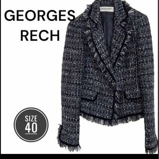 【超美品】GEORGES RECH ツイードジャケット Ｌ日本製(テーラードジャケット)