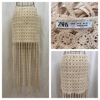 ザラ(ZARA)のZARA  Crochet Skirt   クロシェ編み フリンジ スカート(その他)
