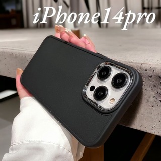 【再入荷】iPhoneケース　ソフト　14pro　ブラック　シンプル　耐衝撃　(iPhoneケース)