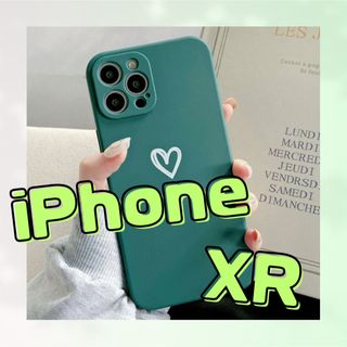 【iPhoneXR】iPhoneケース グリーン ハート 手書き 緑 シンプル(iPhoneケース)