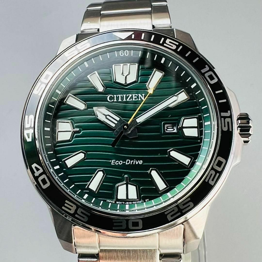 CITIZEN(シチズン)のシチズン展示品 腕時計メンズ エコドライブ グリーン シルバー ソーラー 海外品 メンズの時計(腕時計(アナログ))の商品写真