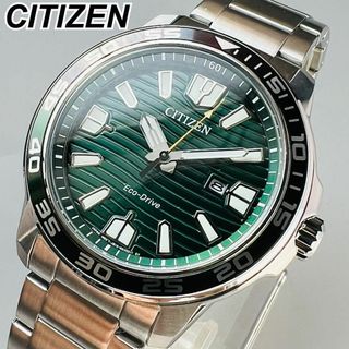 シチズン(CITIZEN)のシチズン展示品 腕時計メンズ エコドライブ グリーン シルバー ソーラー 海外品(腕時計(アナログ))