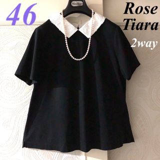 ローズティアラ(Rose Tiara)の46大きいサイズ　ローズティアラ　2way♡レース襟♡ゆったり半袖シャツブラウス(シャツ/ブラウス(半袖/袖なし))