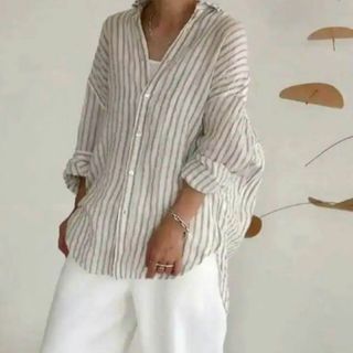 ARGUE - argue TWIN BEAM STRIPE LINEN SHIRTS