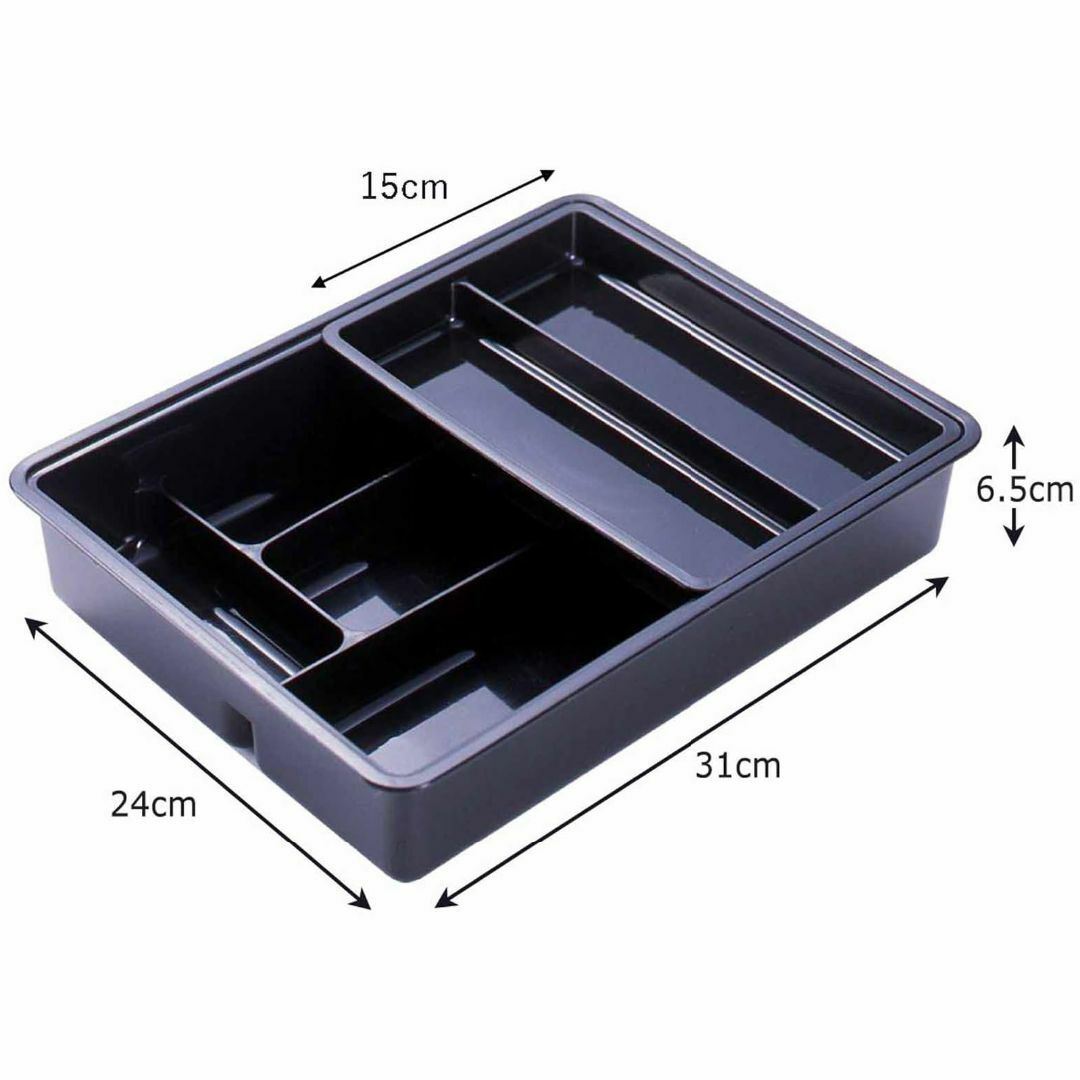スタイル:02.整理トレーブラック下村企販 引き出し 仕切り スライド式  インテリア/住まい/日用品のキッチン/食器(テーブル用品)の商品写真