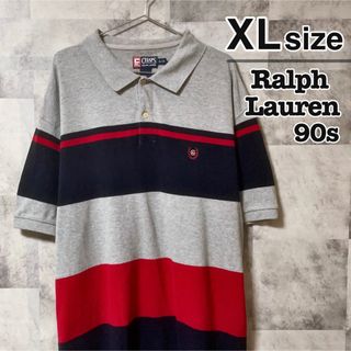 ラルフローレン(Ralph Lauren)のCHAPS RALPH LAUREN　90s　ポロシャツ　ボーダー　グレー　古着(ポロシャツ)