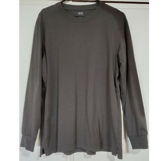 ユニクロ(UNIQLO)のユニクロ　エアリズムコットン　長袖Tシャツ　グレー(Tシャツ/カットソー(七分/長袖))