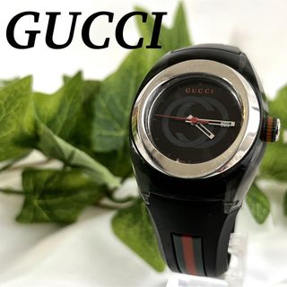 グッチ(Gucci)のグッチ　腕時計　シンク　シェリーライン　インターロッキング　ラバー　ブラック(腕時計)