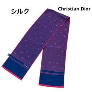 クリスチャンディオール(Christian Dior)のクリスチャンディオール   スカーフ　ネイビー　赤　ドット　ロゴ　イタリア製(バンダナ/スカーフ)