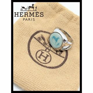 エルメス(Hermes)のHERMES エルメス　コロゾ　シグネットリング　シルバー×ブルー 11号(リング(指輪))