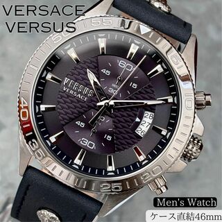 新品ヴェルサス/ヴェルサーチ メンズ腕時計シルバー/ネイビー（濃紺）クロノグラフ