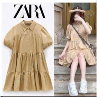 ザラ(ZARA)のザラ ZARA ティアードシャツワンピースチュニック(ひざ丈ワンピース)