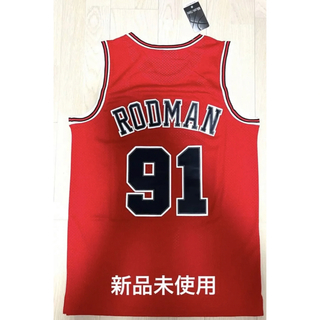 【NBA】ブルズ激レア人気デニスロッドマンゲームシャツ赤 NBAファイナルズ M