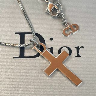 Christian Dior - 【美品】 Dior ネックレス 十字架モチーフ シルバー CDロゴ 箱付き