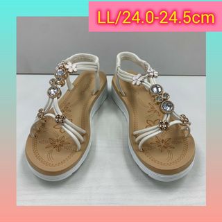 LL/24.0-24.5cm　 リゾートサンダル　 ビジューサンダル　 ホワイト(サンダル)