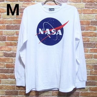 【新品】NASA ナサ ロンT 長袖 Tシャツ M ホワイト ロゴ サークル(Tシャツ/カットソー(七分/長袖))