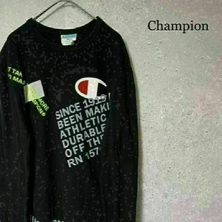 Champion チャンピオン 長袖 スウェットシャツ プリントロゴ M