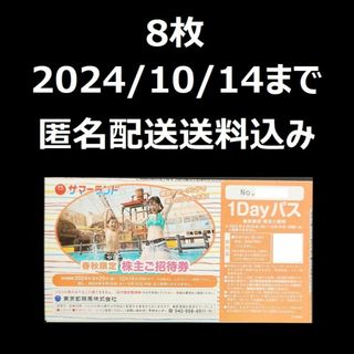 東京都競馬　株主優待　東京サマーランド　春秋限定　1Dayパス　8枚(その他)