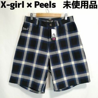 エックスガール(X-girl)のXgirl × Peels PLAID HALF PANTS ハーフパンツ ロゴ(ハーフパンツ)