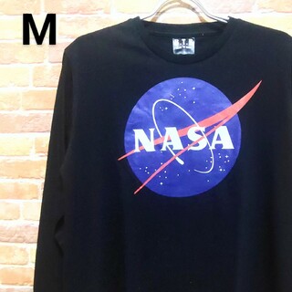 【新品】NASA ナサ ロンT 長袖 Tシャツ M ブラック ロゴ サークル(Tシャツ/カットソー(七分/長袖))