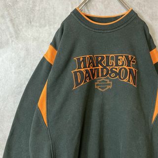 Harley Davidson - 【センタービッグ刺繍ロゴ】ハーレーダビッドソン古着リンガースウェット90s黒