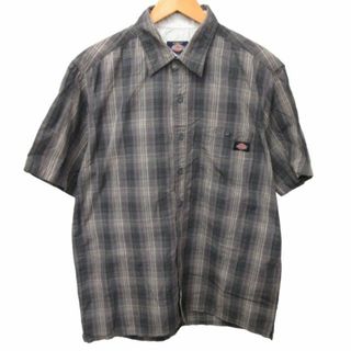 ディッキーズ(Dickies)のディッキーズ チェックシャツ カジュアル 半袖 グレー系 マルチカラー L(シャツ)