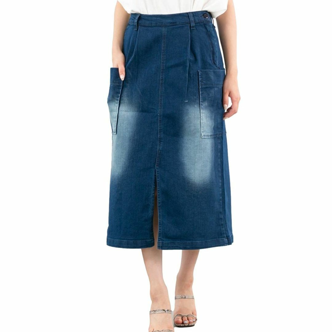 [スリーピングシープ] デニムも追加 大人可愛い ミディ スカート 大きなポケッ レディースのファッション小物(その他)の商品写真