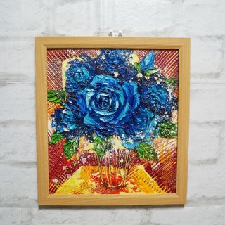 油絵 絵画 【青い薔薇】(絵画/タペストリー)