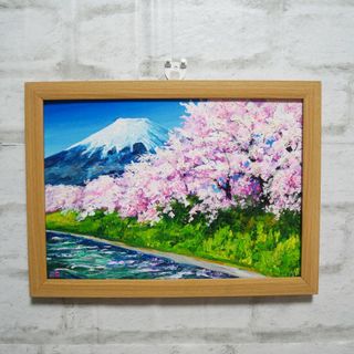 油絵 絵画 【桜並木と富士山】(絵画/タペストリー)