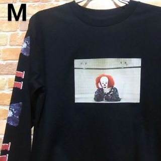 【新品】ホラー映画 IT イット Tシャツ ロンT 長袖 M ブラック ピエロ(Tシャツ/カットソー(七分/長袖))