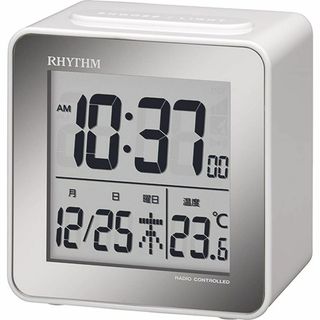 色:ホワイトリズムRHYTHM 目覚まし時計 電波時計 デジタル 小さい か(置時計)