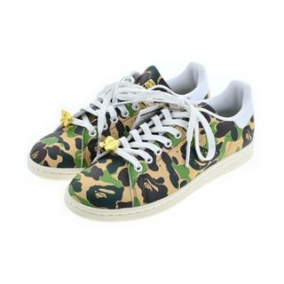 A BATHING APE スニーカー 24.5cm ベージュx緑x茶(迷彩) 【古着】【中古】