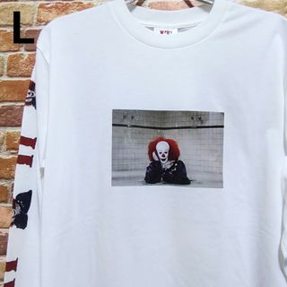 【新品】映画  イット Tシャツ ロンT L ホワイト 白 ホラー映画 ピエロ(Tシャツ/カットソー(七分/長袖))