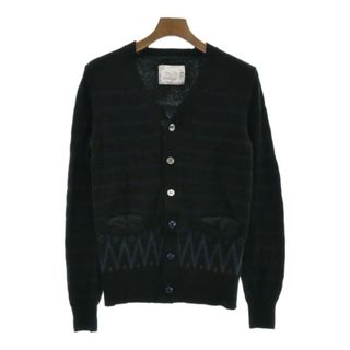 サカイ(sacai)のsacai サカイ カーディガン 2(M位) 黒x紺x赤(総柄) 【古着】【中古】(カーディガン)