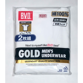 ビーブイディー(B.V.D)の【新品】B.V.D. Ｖ首半袖Tシャツ  Lサイズ　ホワイト　2枚組(シャツ)