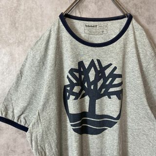 Timberland - 【超オーバーサイズ、リンガーTシャツ】Timberland古着ビックロゴT半袖