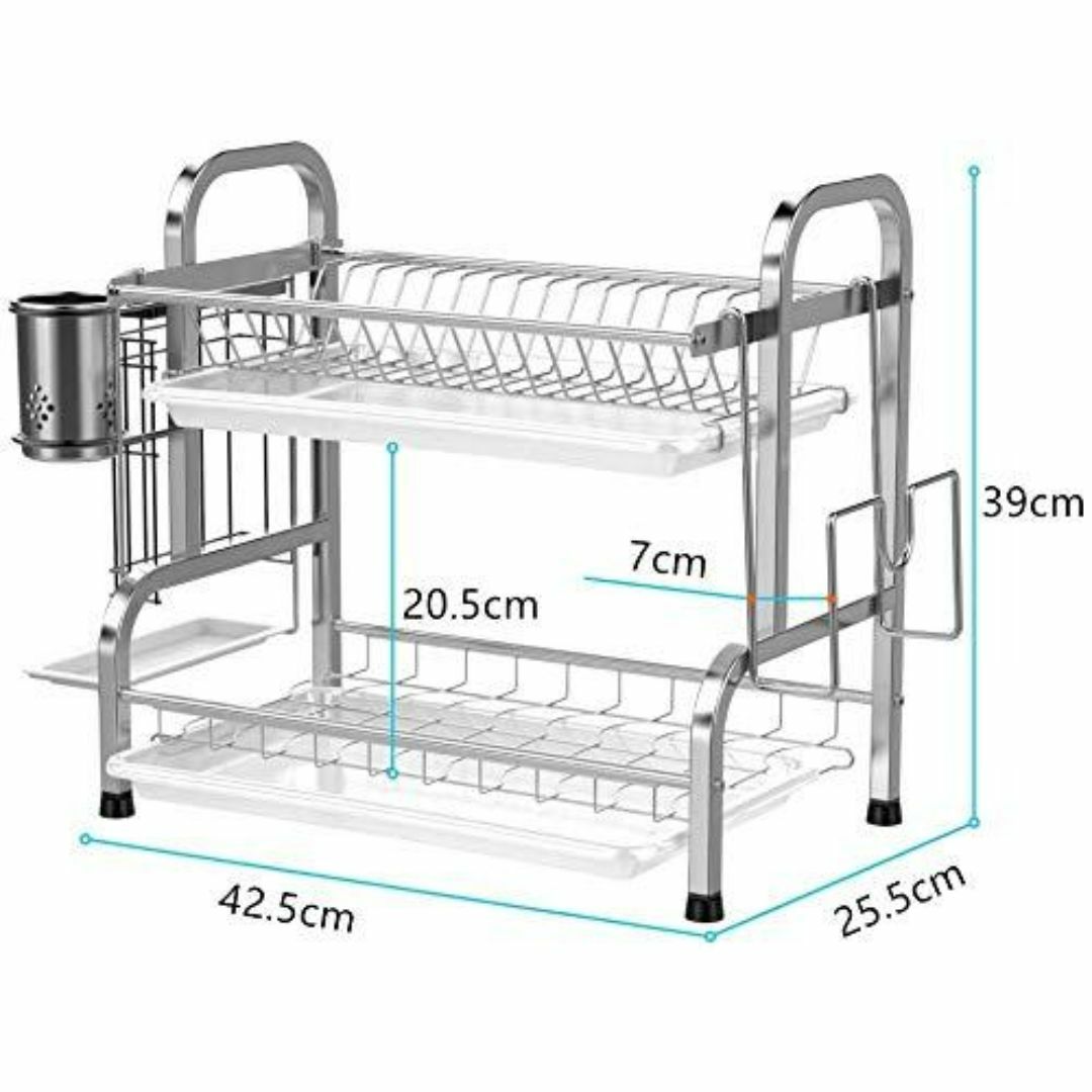 水切りラック 食器 水切り かご SUS304ステンレス製 食器  管08tP インテリア/住まい/日用品のキッチン/食器(収納/キッチン雑貨)の商品写真